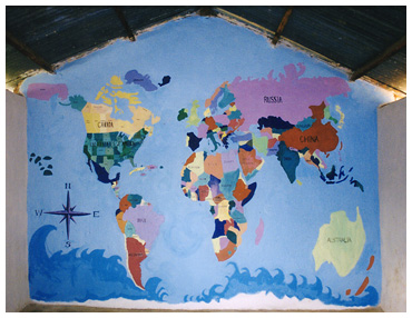 Map of the world mural project in Uganda