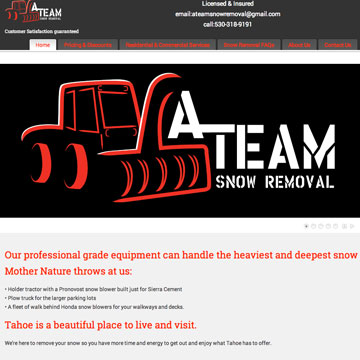 Image of A-team snow revoval website home page